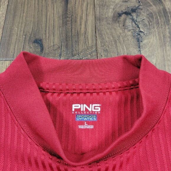 Ping T Shirt Mens Large Red  Performance Dynamics Golf Striped Long Sl READ - Picture 2 of 8